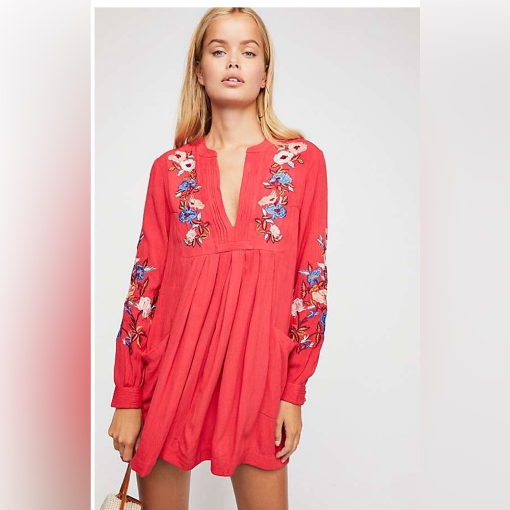 ⭐️Free People Mia Floral Embroidered Dress NWOT S